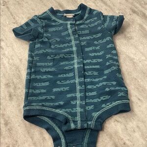 Teal Striped Kids One Piece